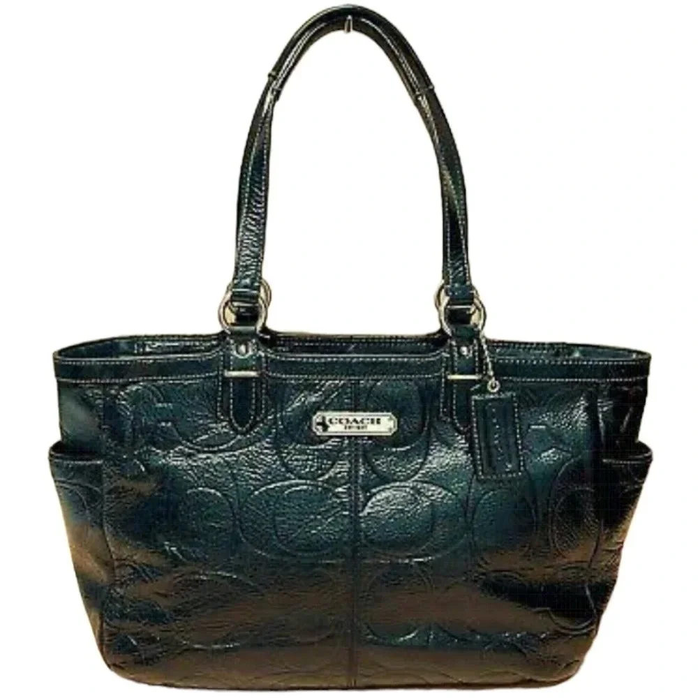 Coach Gallery Embossed Patent Leather shoulder Bag Black #19462 EUC